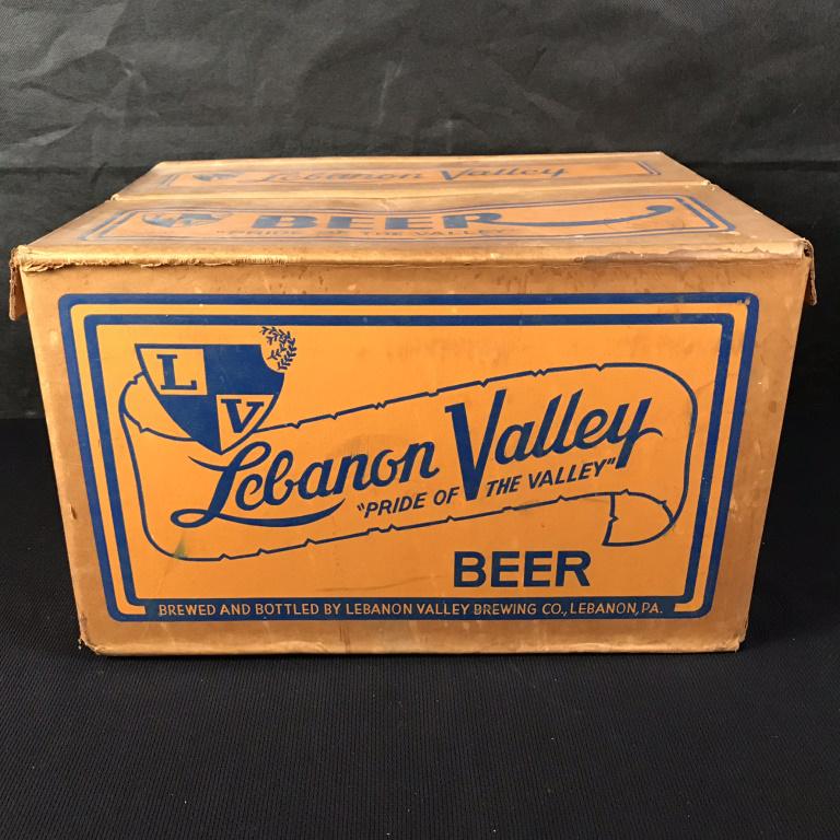 Lebanon Valley Brewing Co. Lebanon, Pa. Box: Beer bottle box of very sturdy paper board/cardboard (not corrugated). 10h x 16w x 12d inches.
