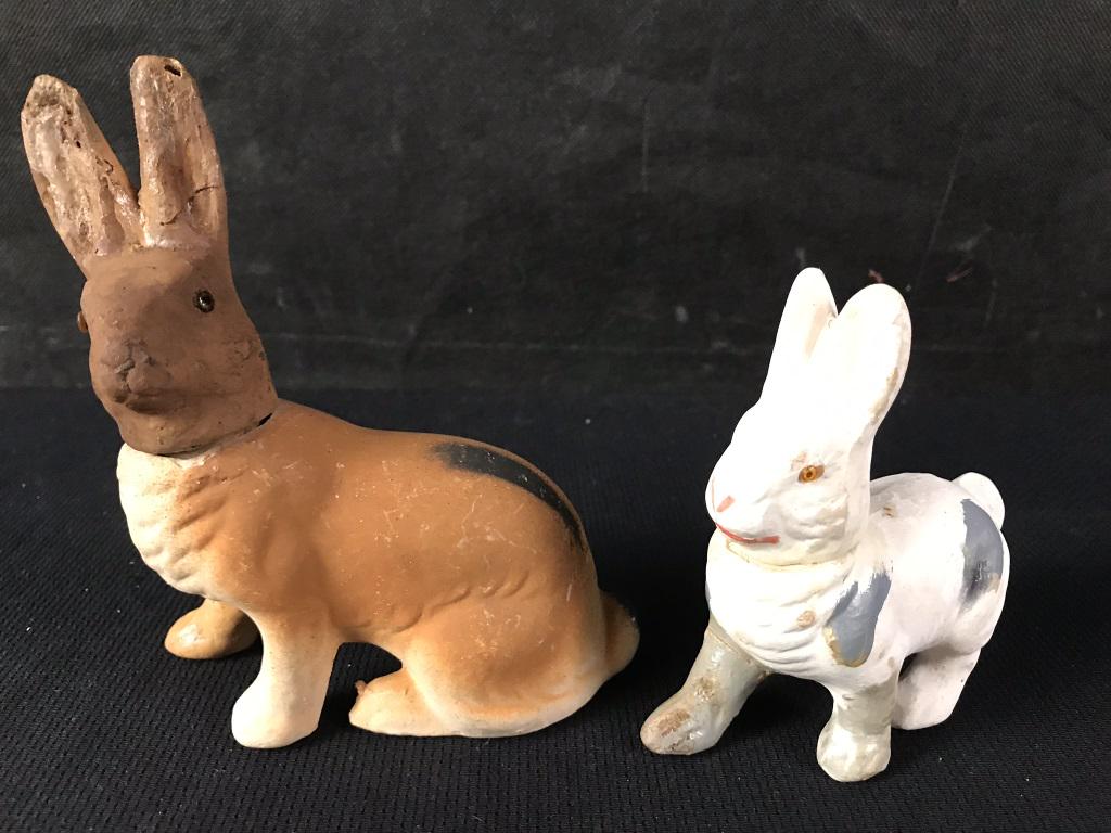 Antique Paper Mache Easter Candy Container Bunnies (1 of 3)