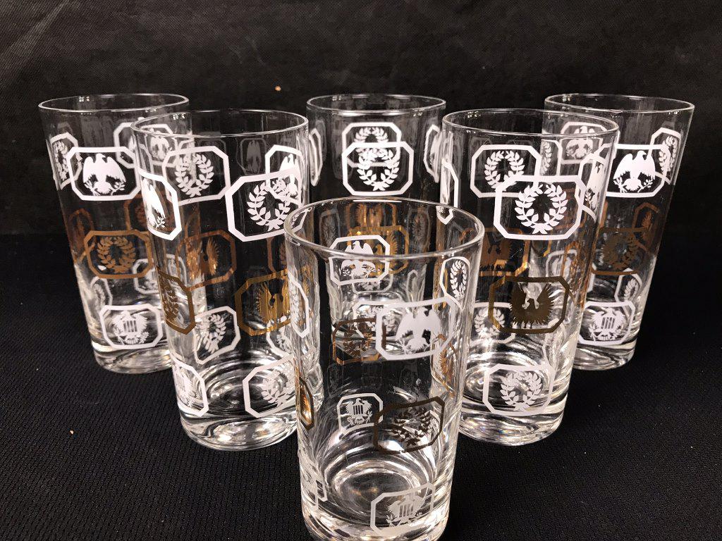 MCM Water Glasses: 5 Glasses are 5.5h inches and 1 is 4.5h inches. In great condition.