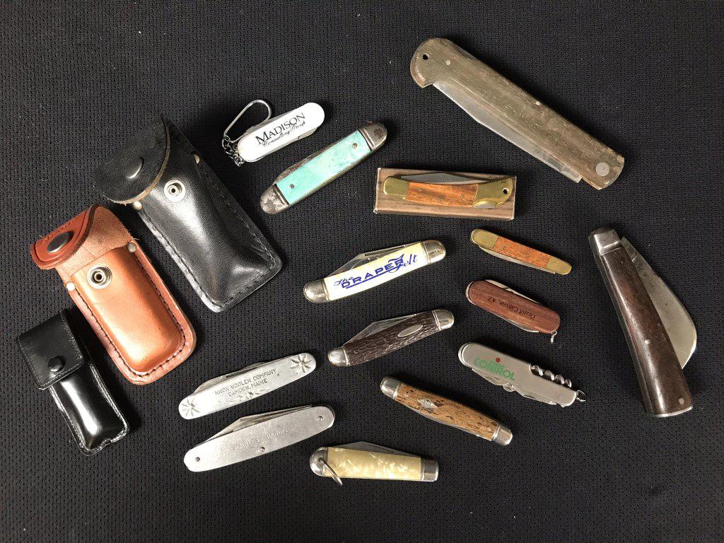 Pocket Knife Lot of 13 & 3 pouches. (1 of 6)