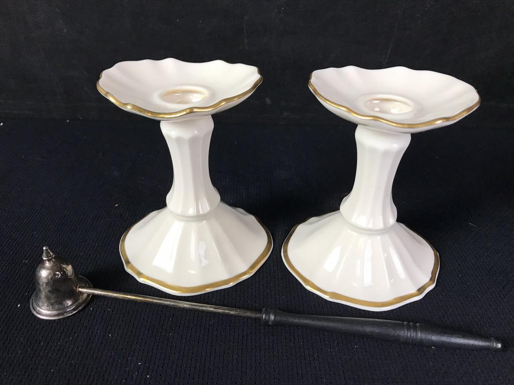 Lenox Candle Holders and Candle Snuffer (1 of 3)