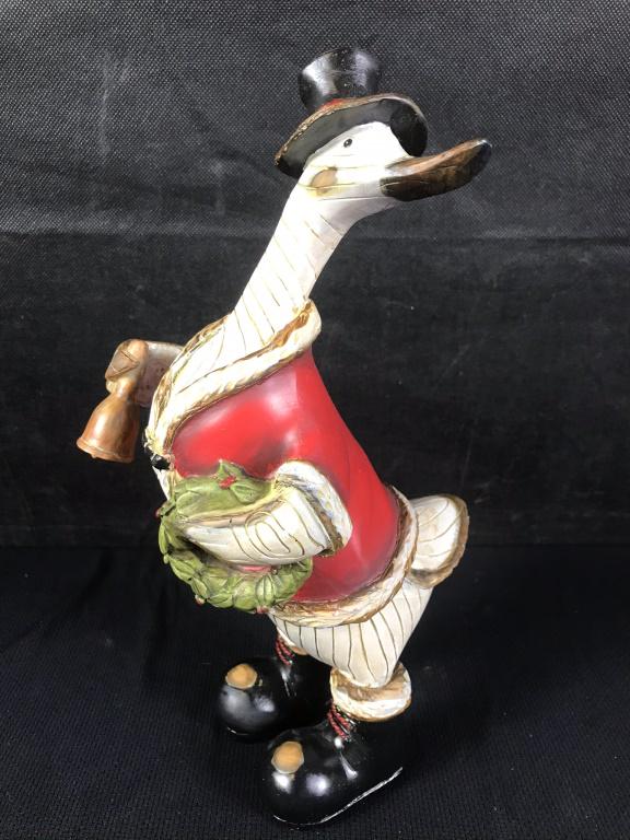 Christmas Goose: Holding wreath and bell. 12h inches.