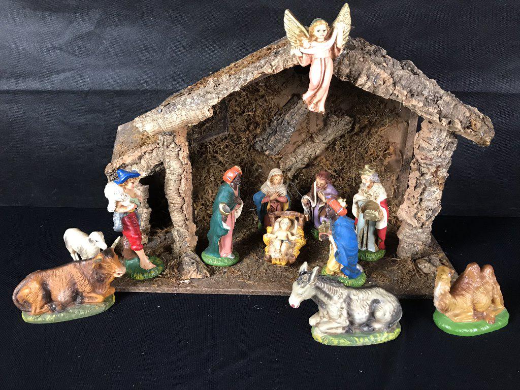 1950s Hand Painted Italian Paper Mache Nativity (1 of 1)
