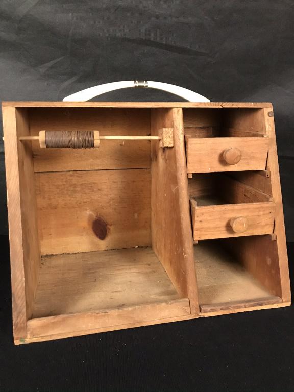 Floral or Craft Work Station (Handmade): 15h x 19w x 12d inches. Drawers for tools, pins, wire, etc.