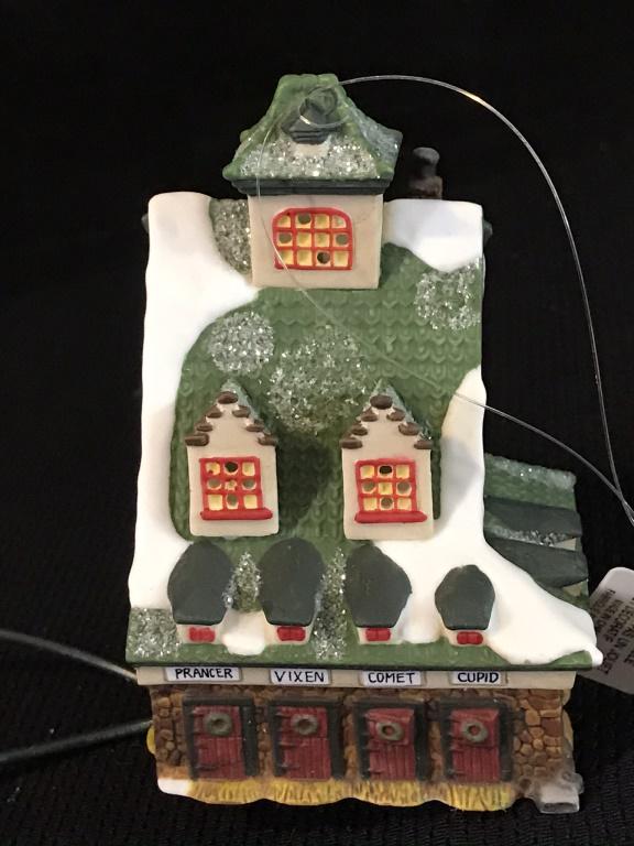 Reindeer Barn Lighted Ornament, North Pole Series: #98762 In Package/Box.