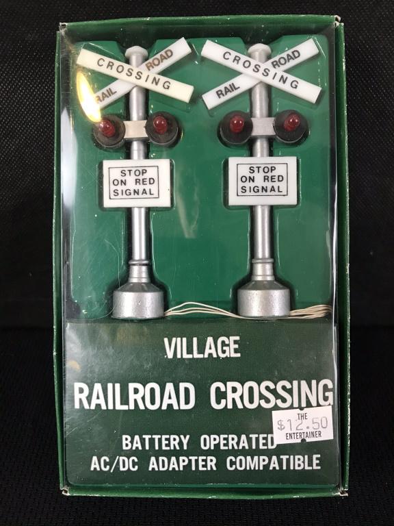 Village Rail Road Crossing Accessory: Battery Operated, North Pole Series