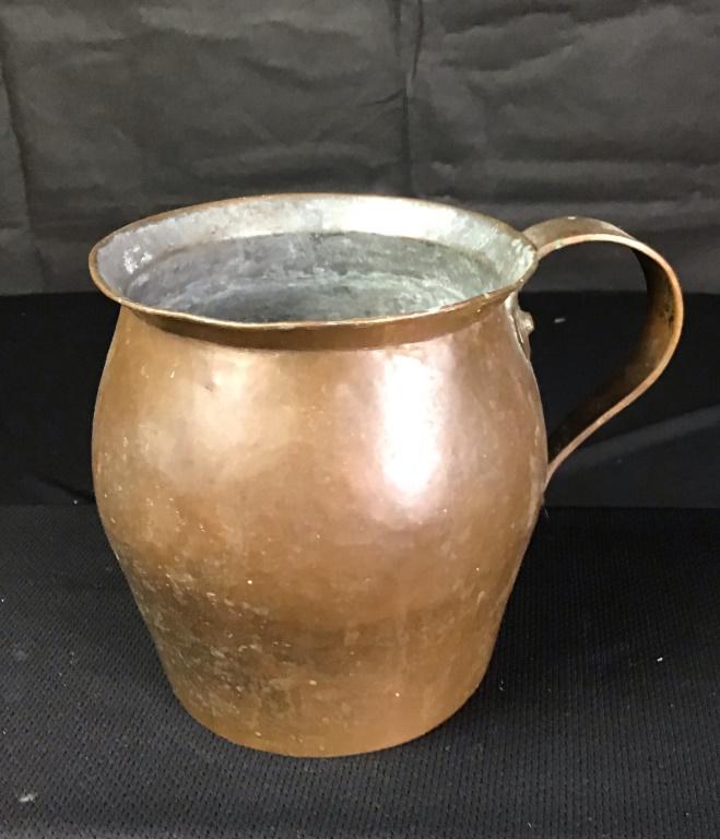 Copper Water Pitcher: 6.5h x 8w x 6d