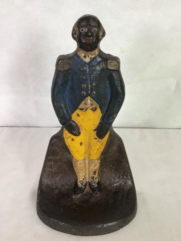 Majordomo/Major Domo Cast Iron Door Stop: Pair made by Judd Mfg. No. 1249. 8.5h x 5w inches.