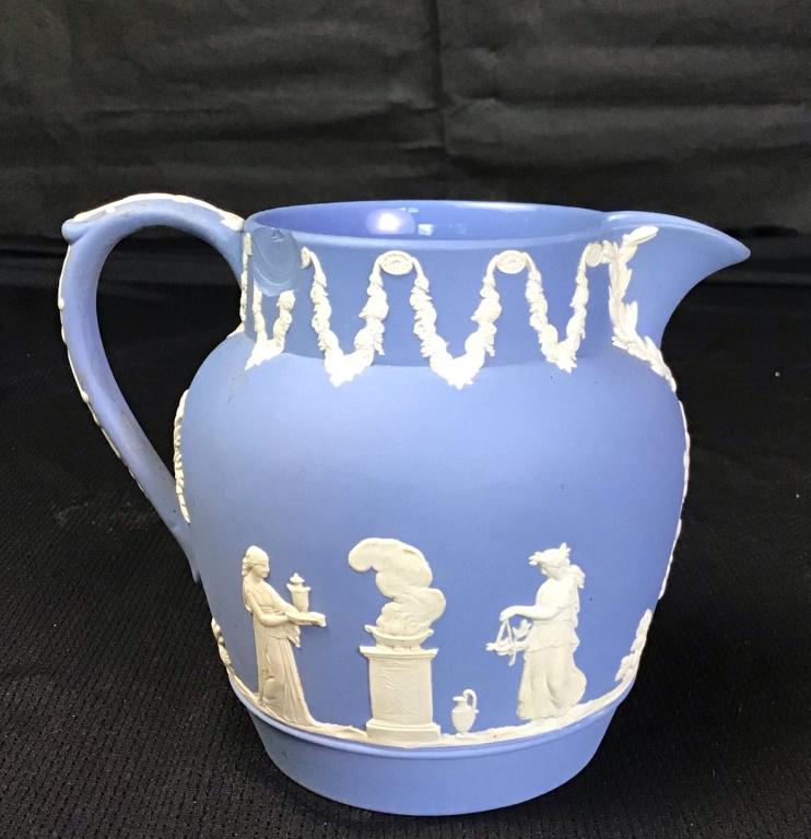 Wedgewood Blue Jasper Creamer: 4h inches