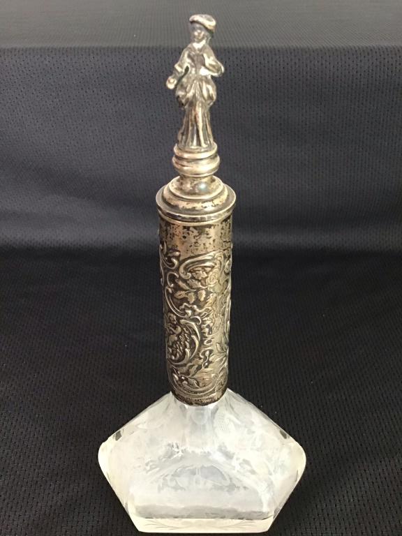 19th C. German Silver & Etched Glass Decanter (1 of 3)
