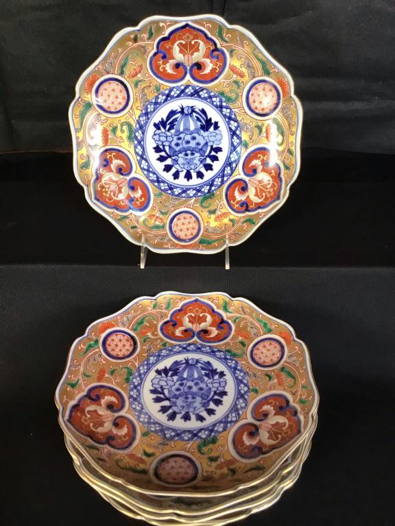Imari Style Dinner Plates: Gold, Red & Blue 10d inches Set of 6