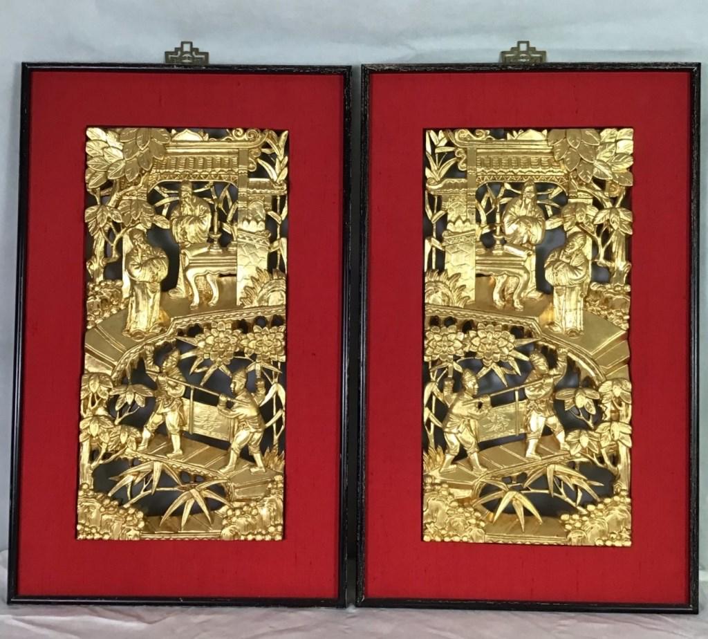 Heavily Carved Chinese Wood Panels (2) (1 of 2)