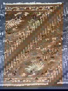 Pakistani Hand Knotted Rug: Hand knotted with fringe 34.5" long x 23.5"w. 4 lbs.