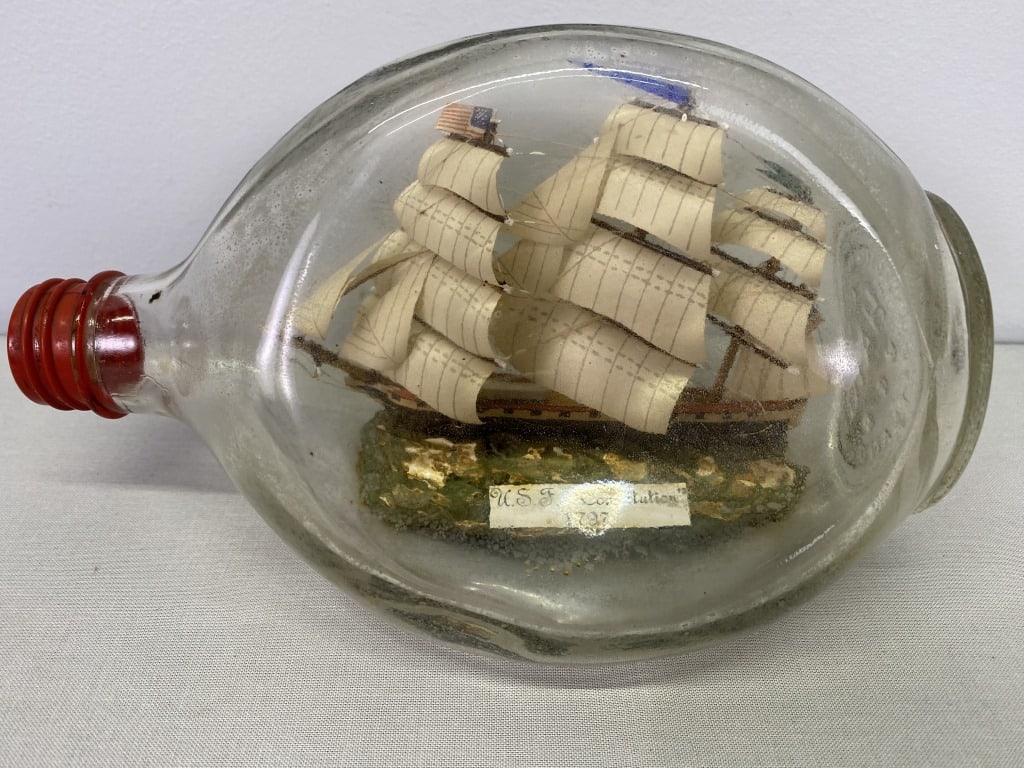 Ship in a Bottle "Constitution" 1797: 4"h x 8"w. 1 lb. 10 oz.