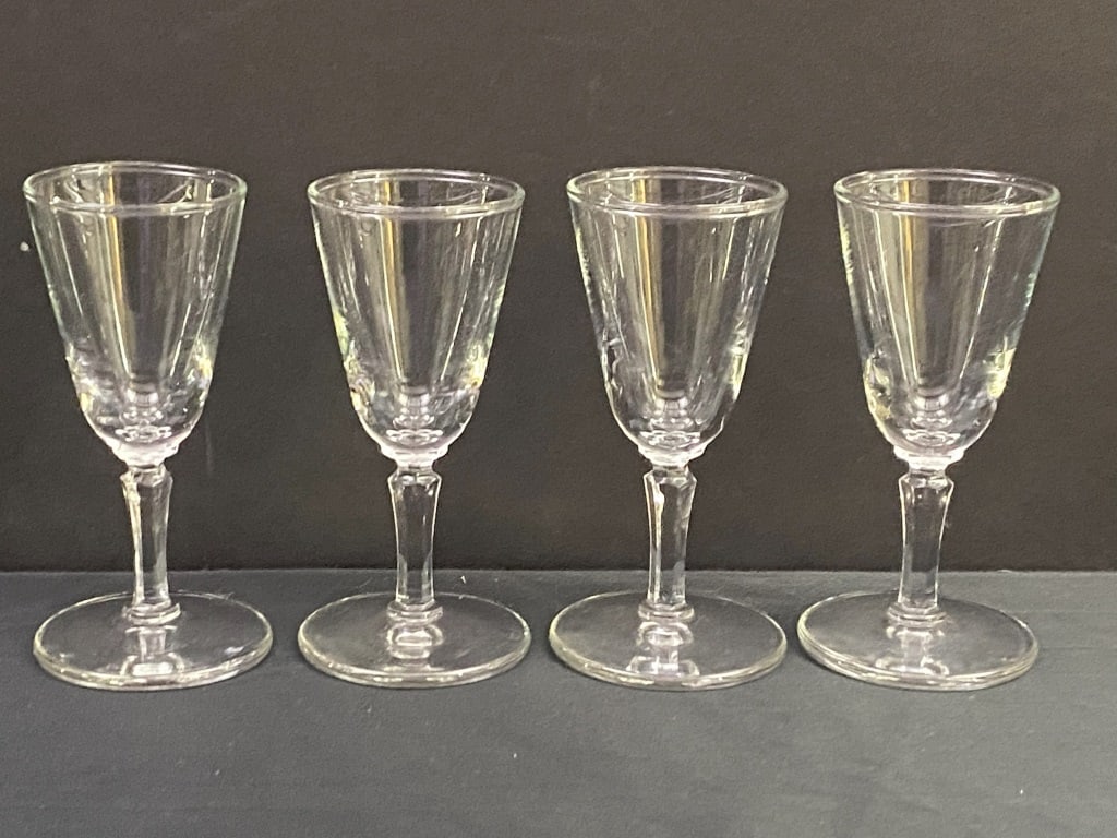 4 Cordial Glasses: 3.75"h x 1 7/8"d. 7 oz.