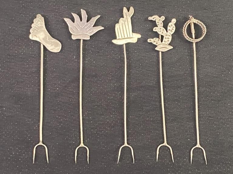 Set of 5 Sterling Appetizer Picks: Apx. 3.5" long. 10 grams