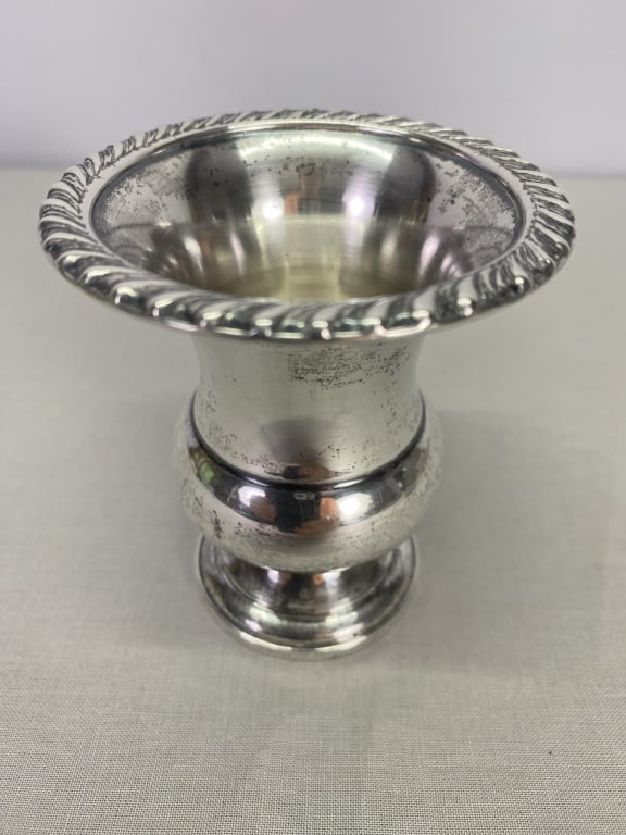 Sterling Toothpick Holder: .925 Sterling Silver (Reinforced). 3.5"h x 3"d. 92 grams