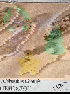 Charming Tails Christmas Cookie Ornaments: 3 Ornaments. Wreath, Star & Tree with cute animals hanging on them. 8.5"w x 7.5"h x 3.75"d