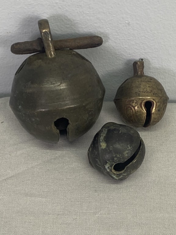 3 Brass Horse Harness Sleigh Bells (1 of 2)