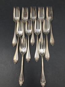 11 Cake Forks, Silverplate