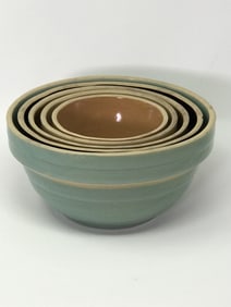 Antique Stoneware Mixing Bowl Set of 5