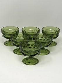 6 Fostoria Argus Green Sherbet Footed Cups