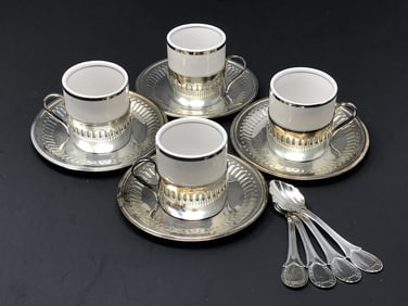 Espresso Set of 4 Cups and Spoons, Brazil