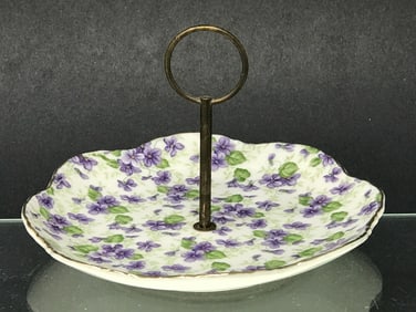 Cookie Serving Plate with Center Brass Ring Handle