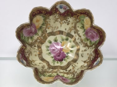 3 Footed Porcelain Bowl Handpainted