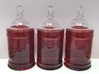 Ruby Red Vintage Glass Apothecary or Candy Jar