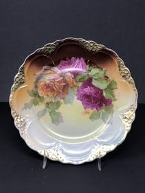 Victorian German Roses Porcelain Plate