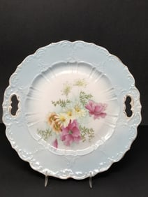 German Hand Painted Scalloped Floral Plate