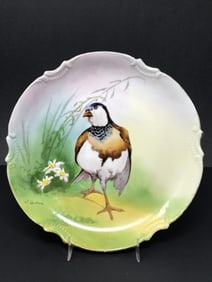 Antique French Porcelain, Hand Painted Quail