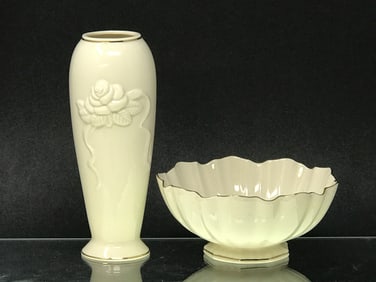 Lenox Scalloped Footed Bowl and Vase