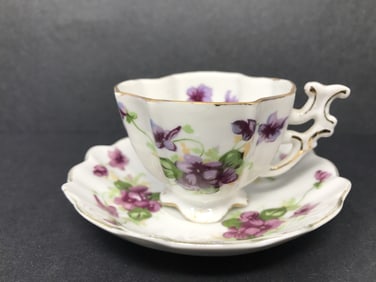 Hand Painted Demitasse Cup and Saucer Lefton China