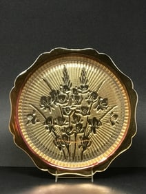 Vintage Iris & Herringbone 12" Platter