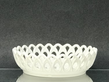 EAPG 1890's Milk Glass, Open Scroll Eye Lace