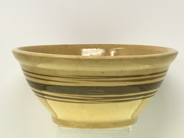 Yellow Ware Bowl with Brown Stripes