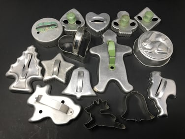 Holiday Cookie Cutters & Bunny Mold, Lot of 15