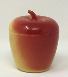 Hazel Atlas Milk Glass Apple Jar, Vintage: Vintage Hazel Atlas Milk Glass Apple Jar used for Jam, Sugar, Etc. 4"h x 3"d. 9oz.