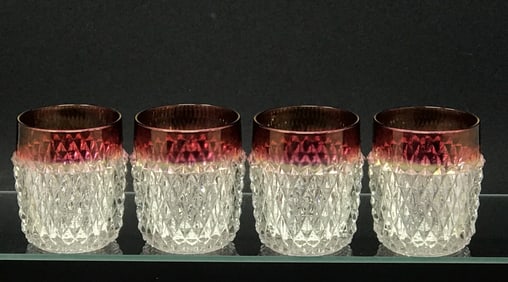 Old Fashioned Diamond Point Ruby Glass