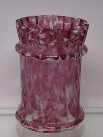 Fenton Splatter Glass Vase with Ruffle Top