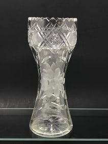 American Brilliant Cut Glass Vase, Floral Motif
