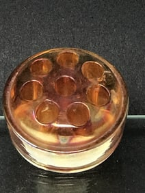 Marigold Carnival Glass Flower Frog