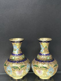 Brass Enameled Cloisonne Vases