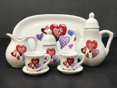 Miniature Valentines Tea Set, 10 Pieces