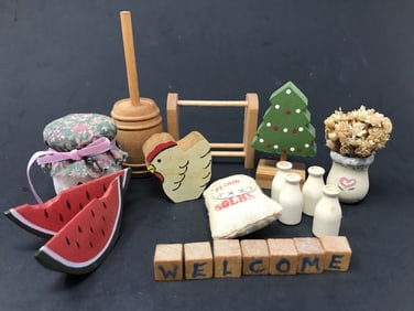 Miniature Country Folk Items Made of Wood