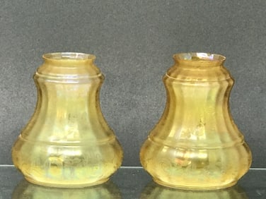 Victorian Pressed Glass Lamp Shades Gold Iridescen
