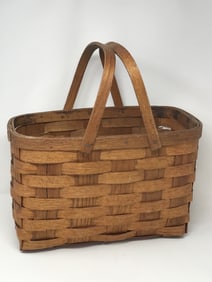 Oak Split Wood Basket with Handles