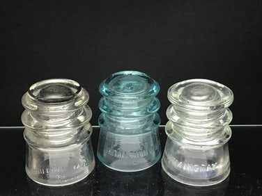 Whitehall & Hemingray Insulators, Lot of 3